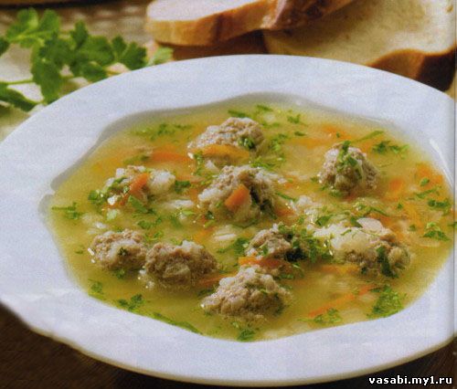 суп рисовый с бараниной и нежными фрикадельками