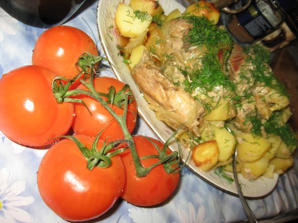 мясо тушонное с картофелем в пакете