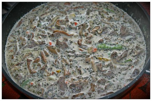 паста с говядиной и белыми грибами