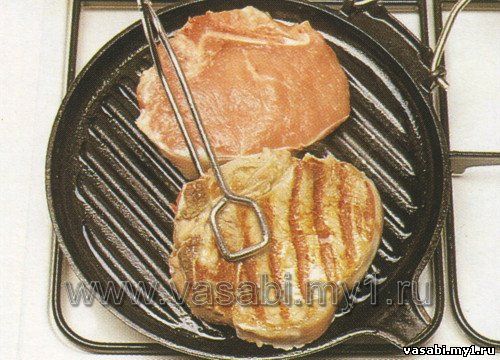 Meat on a frying pan