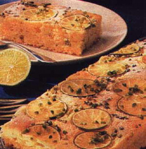 Английский лимонный пирог с цукатами и фисташками.