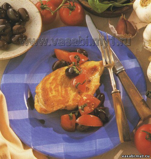 Chicken with tomatoes and olives